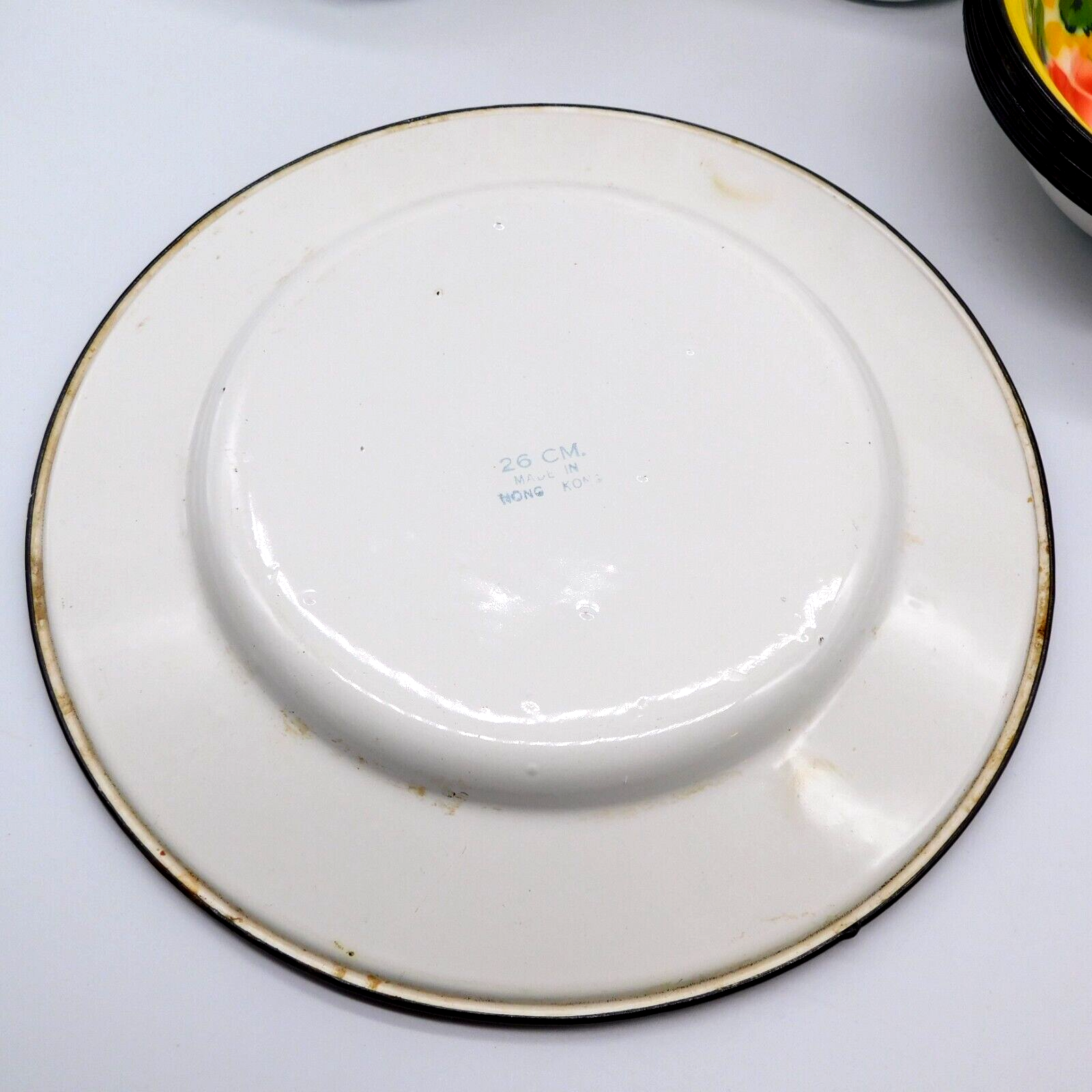 VTG 14 pc Metal Rossini Enamel Ware Floral Set 2 plates 8 bowls 4 cups Hong Kong Rossini - фотография #4