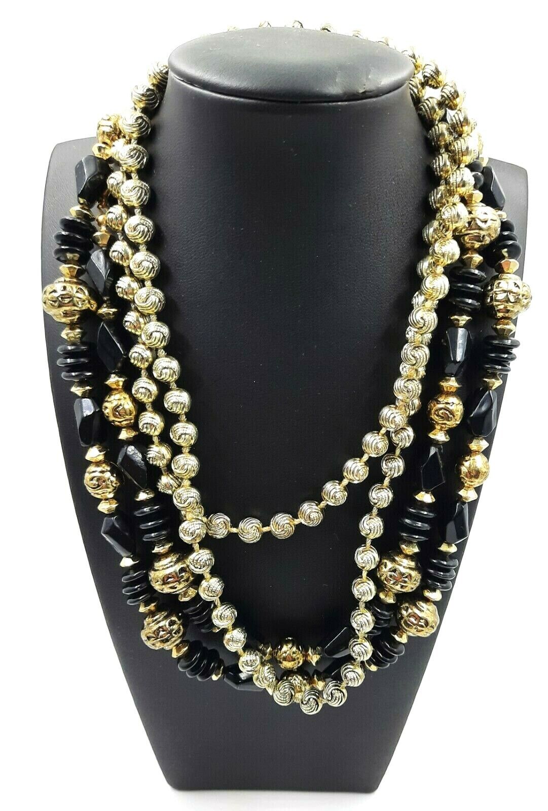 2 Black & Gold Beaded Vintage Necklaces Women's Fashion Costume Jewellery Unbranded Does Not Apply - фотография #5