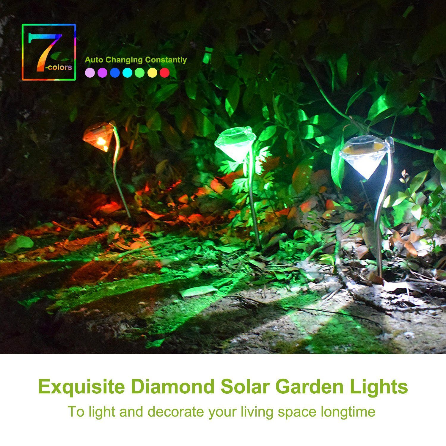 4Pcs LED Diamond Solar Light Color-Changing Stake Light Garden Landscape/Pathway SOLAREK Does Not Apply - фотография #5