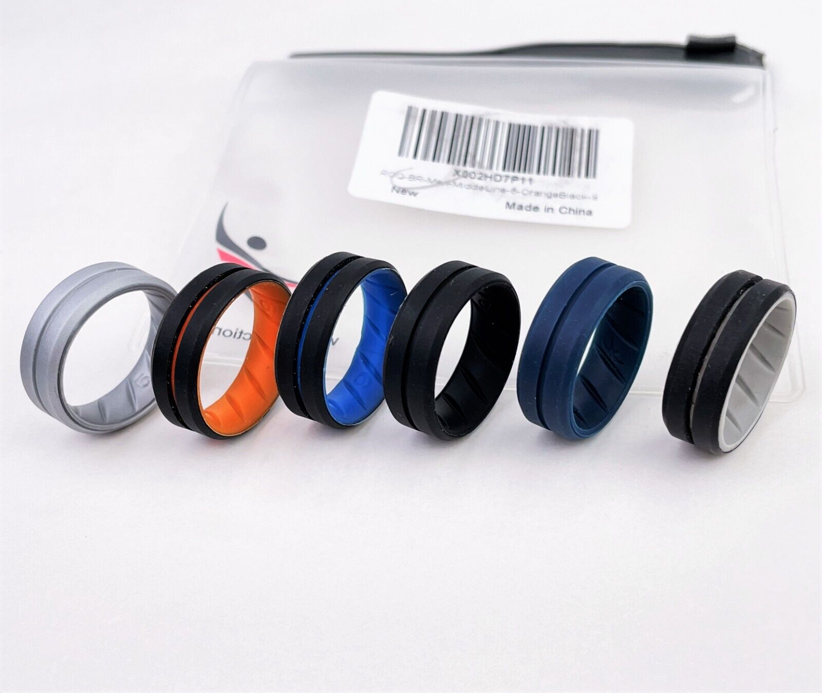 Pack of 6 - ROQ Silicone Rubber Wedding Bands Ring for Men sz: 9 Roq