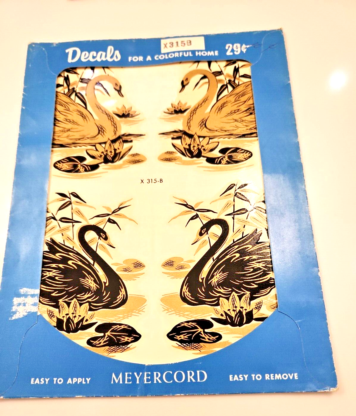 Meyercord Decals  Black Gold Swans Design X315B New Old Stock  Lot of 3 READ Meyercord Does Not Apply - фотография #8