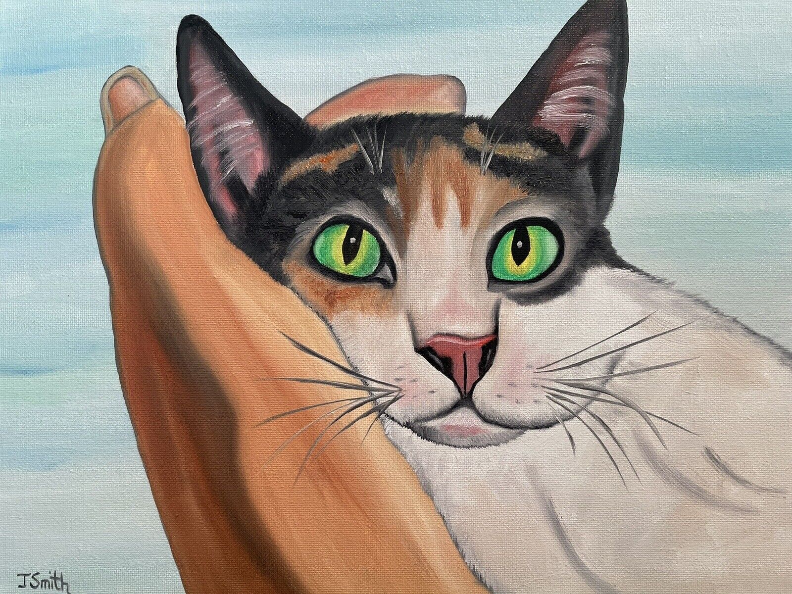 Original oil painting signed 11 x 14 Cute Calico Cat Без бренда - фотография #3