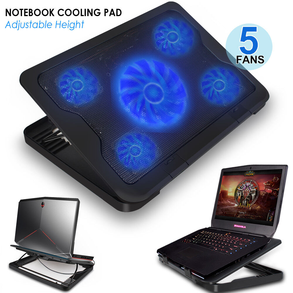 Notebook cooling pad Blue LED Laptop Cooler 5 Fans 2 USB Port Stand Pad for Mac YELLOW-PRICE Does Not Apply - фотография #6