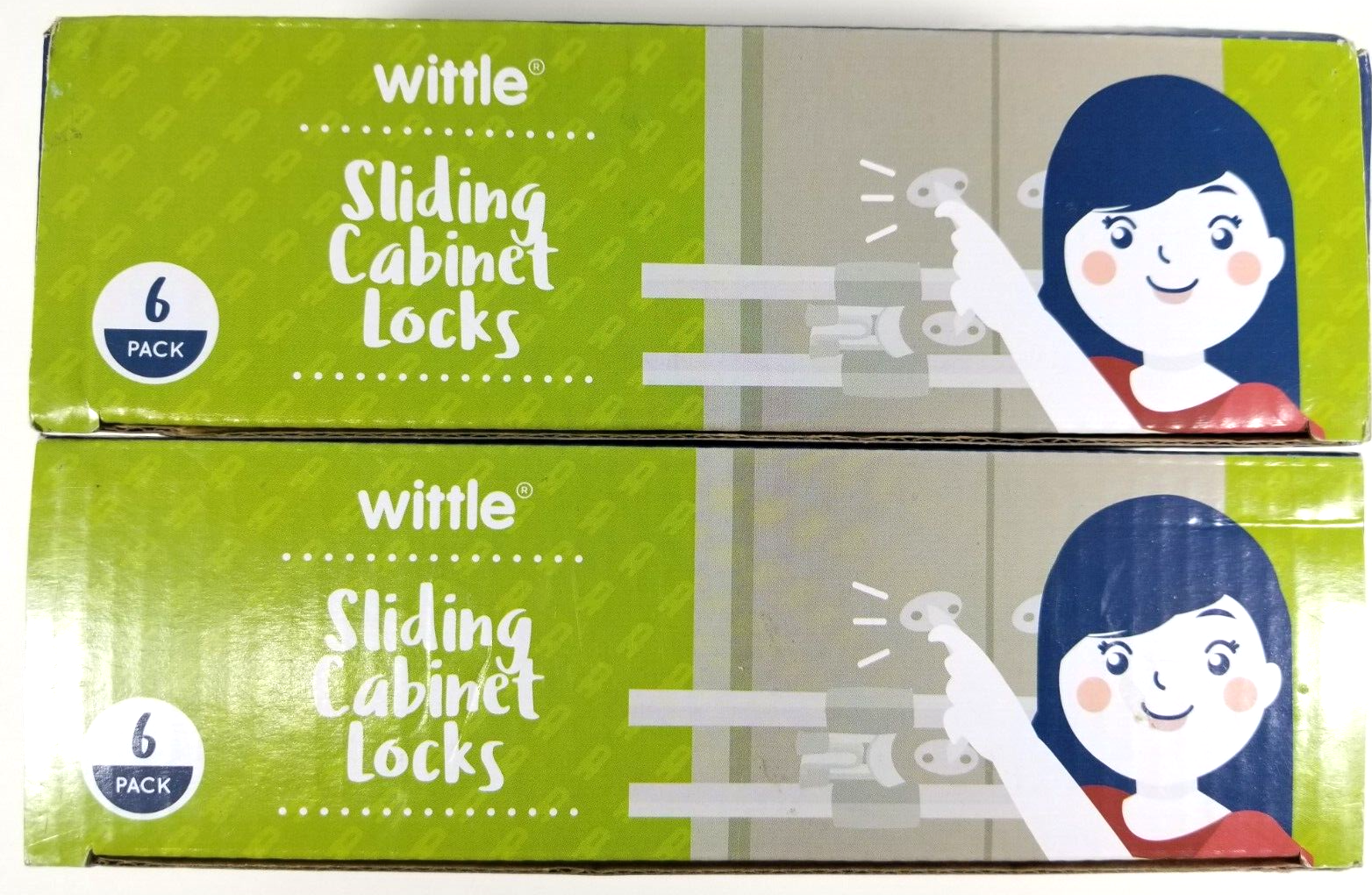 Wittle Sliding Child Safety Cabinet Locks *2 PACK* (6 EA 12 TOTAL) Baby Proof Wittle Sliding Cabinet Locks