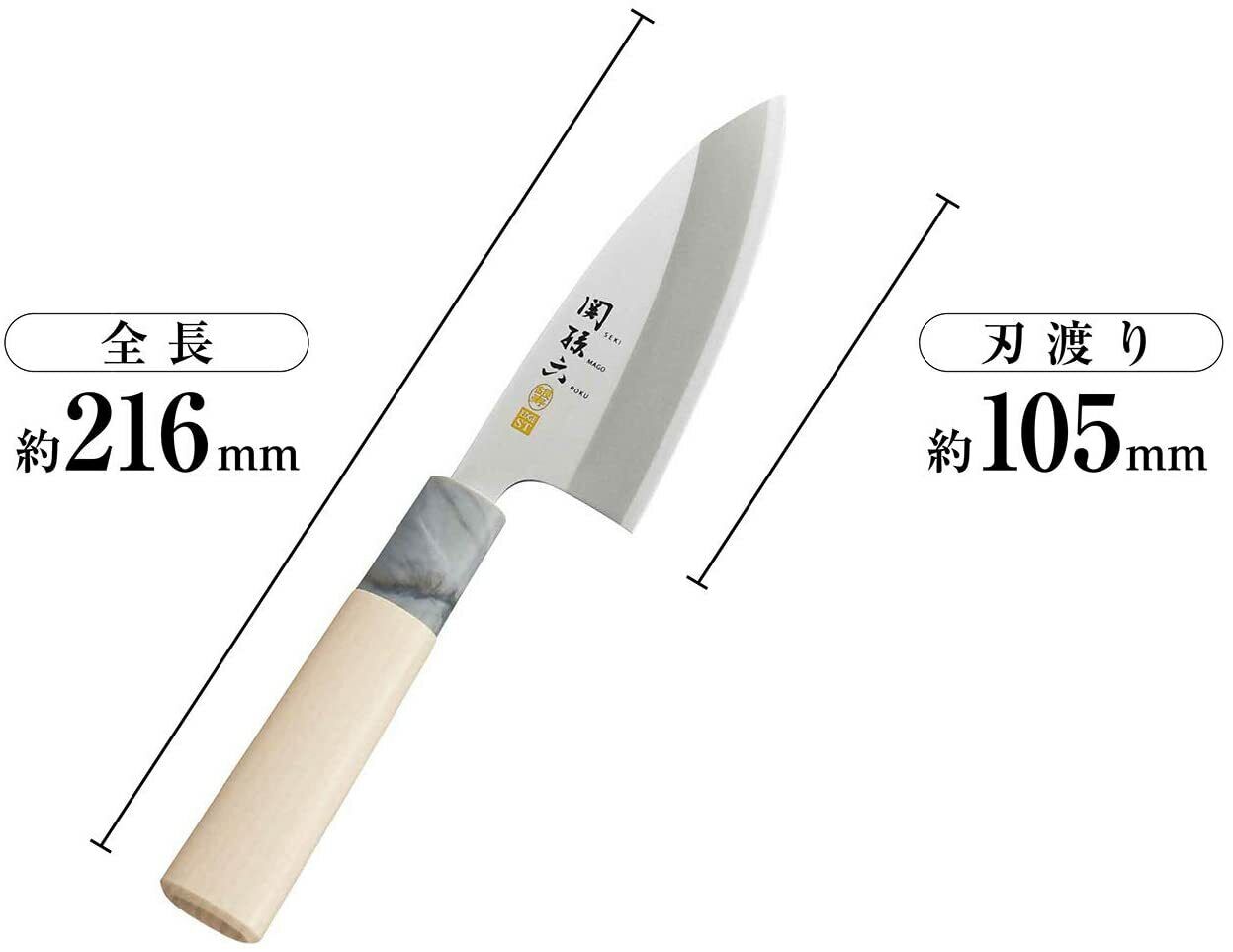 KAI Japan Seki Deba Fish Chef knife 4.13in 105mm High carbon stainless AK5060 Seki Magoroku AK5060 - фотография #7
