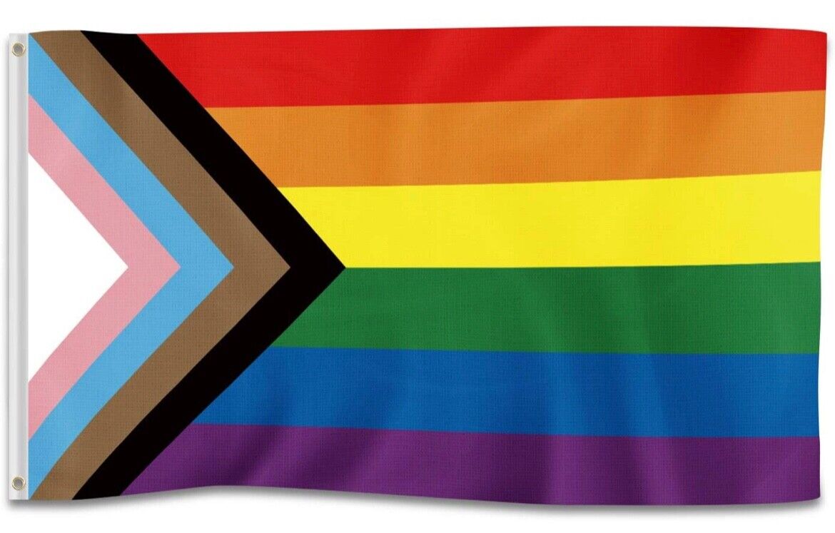 Progress Pride Rainbow Flag 3x5 ft LGBTQ Gay Lesbian Trans People of Color Без бренда - фотография #2