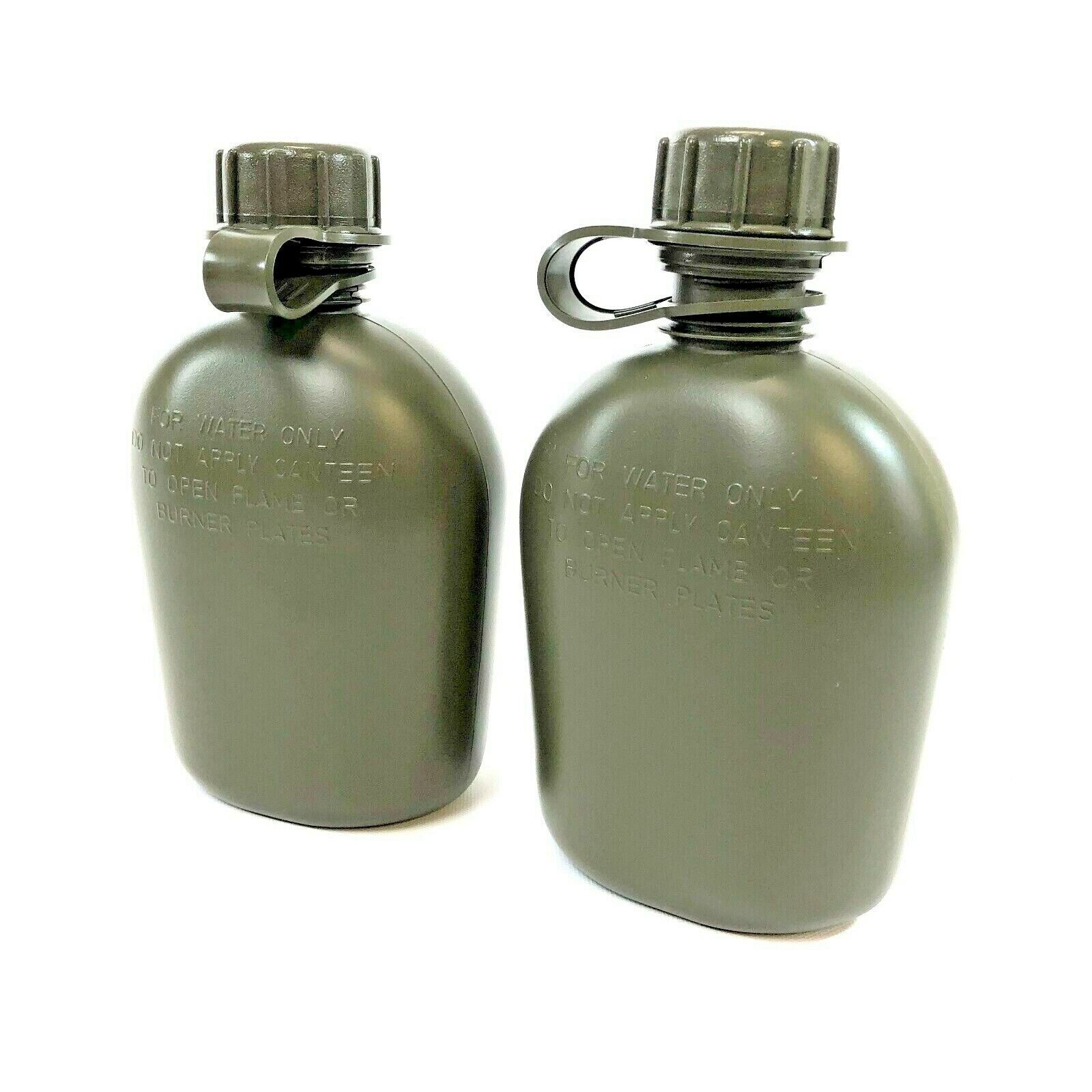 2 Pack USGI 1 Quart Canteen, US Military Heavy Duty Plastic Bottle, Olive Drab USGI 1 Quart Canteen