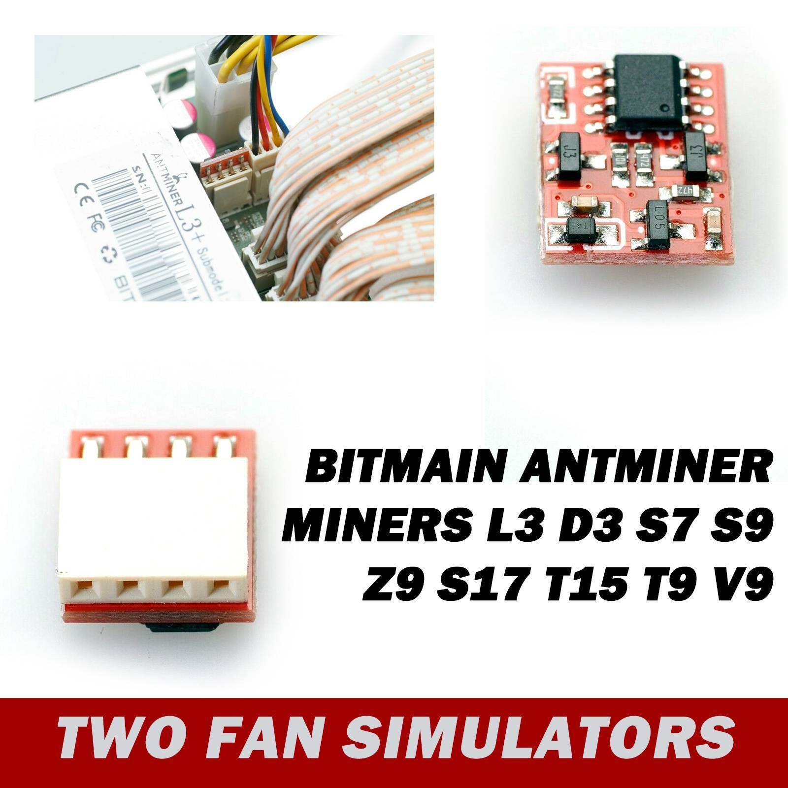 2Pcs Fan Simulators fit Bitmain Antminer Miner L3 D3 S7 S9 Z9 S17 T15 T9 V9 Unbranded Does not apply - фотография #9