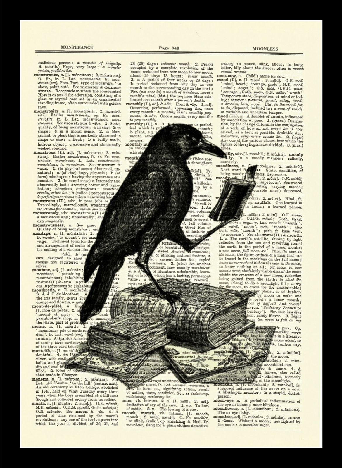 Edgar Allan Poe Vintage Dictionary Art Print Poster The Raven On Books Victorian Без бренда - фотография #3