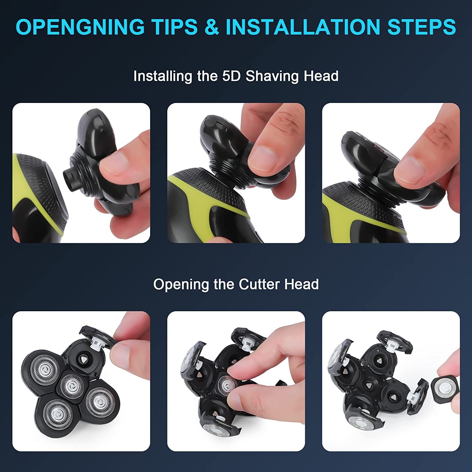 5 Blades Floating Shaving Bald Replacement Shaver Head For Razor Shave Unbranded - фотография #12