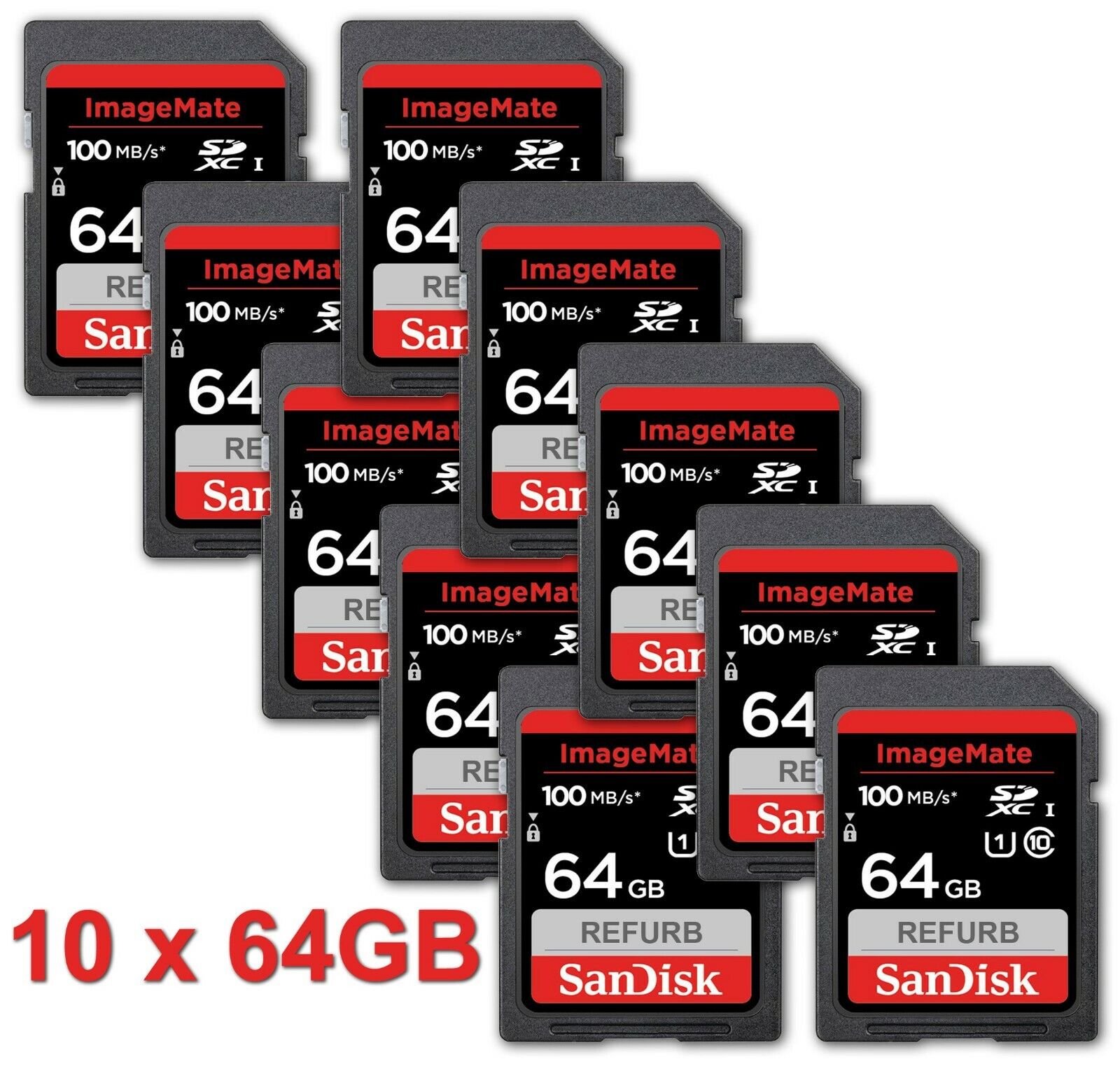 LOT 10x SanDisk 64GB ULTRA ImageMate memory card 64 GB 100 MB/s SDXC UHS-I 10 x SanDisk sdsdunc-064g-an6kn