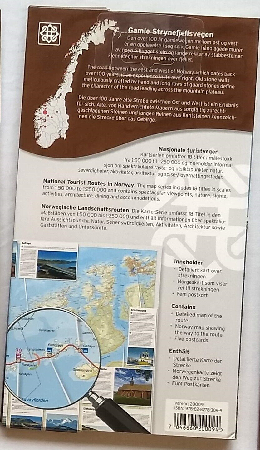 5 Norway Postcards + Map Gamle Strynefiellsvegen Tourist Route w/ Folder Lot Без бренда - фотография #4