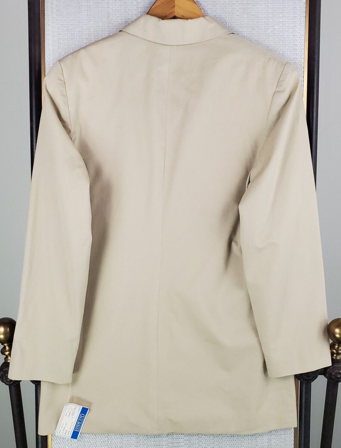 NEW VTG LANDS END Deadstock Womens Size Medium Blazer Jacket Made in USA Khaki Lands' End long sleeve cuff collar, button front pockets, notch lapel, three 3 button, blazer sportcoat jacket, vintage, made in usa america, women's size, twill - фотография #4