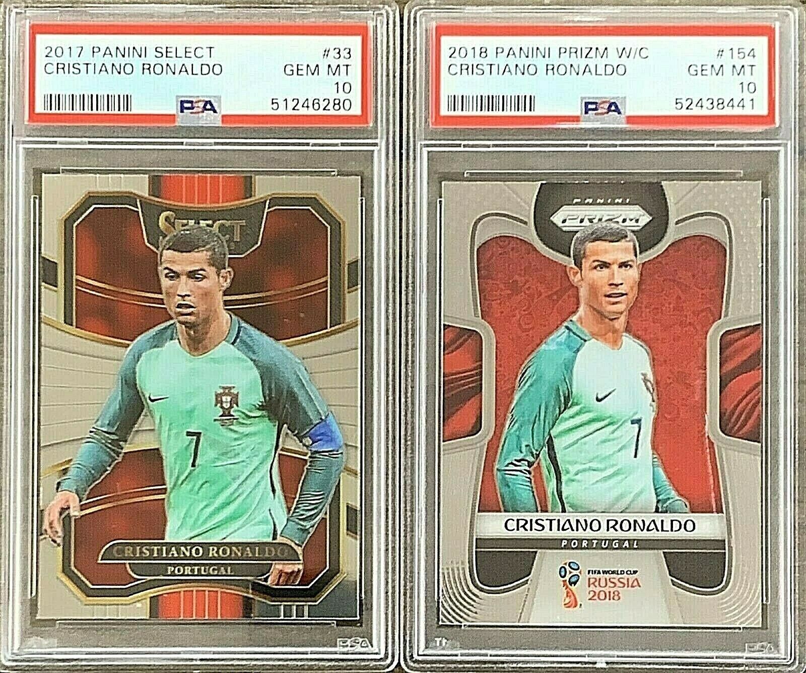 Panini Cristiano Ronaldo PSA 10 GEM MINT (2 CARD LOT) Без бренда