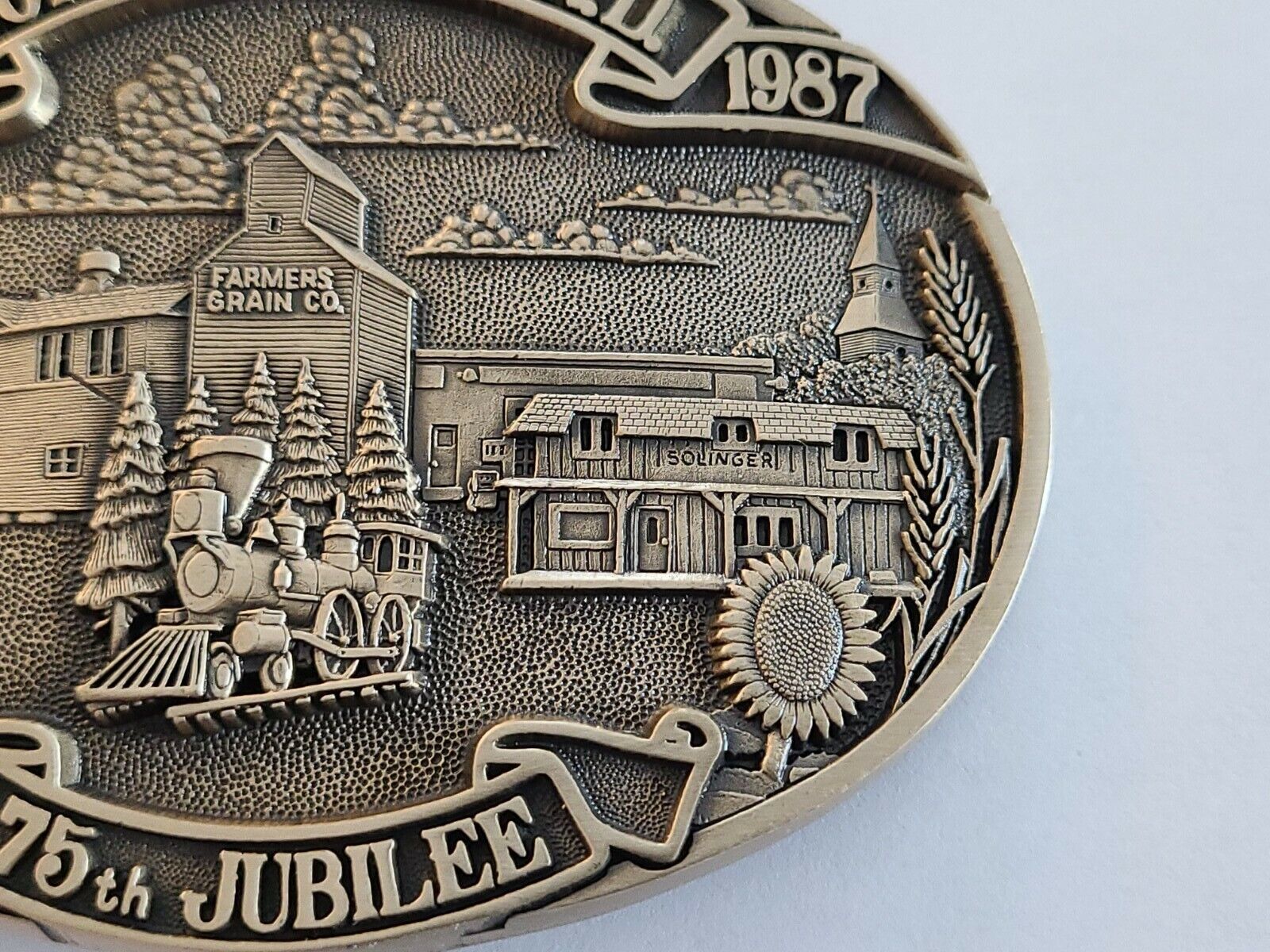 VTG North Dakota Belt Buckle Nortonville 1912-1987 75th Jubilee Solid Brass Mint Без бренда - фотография #4