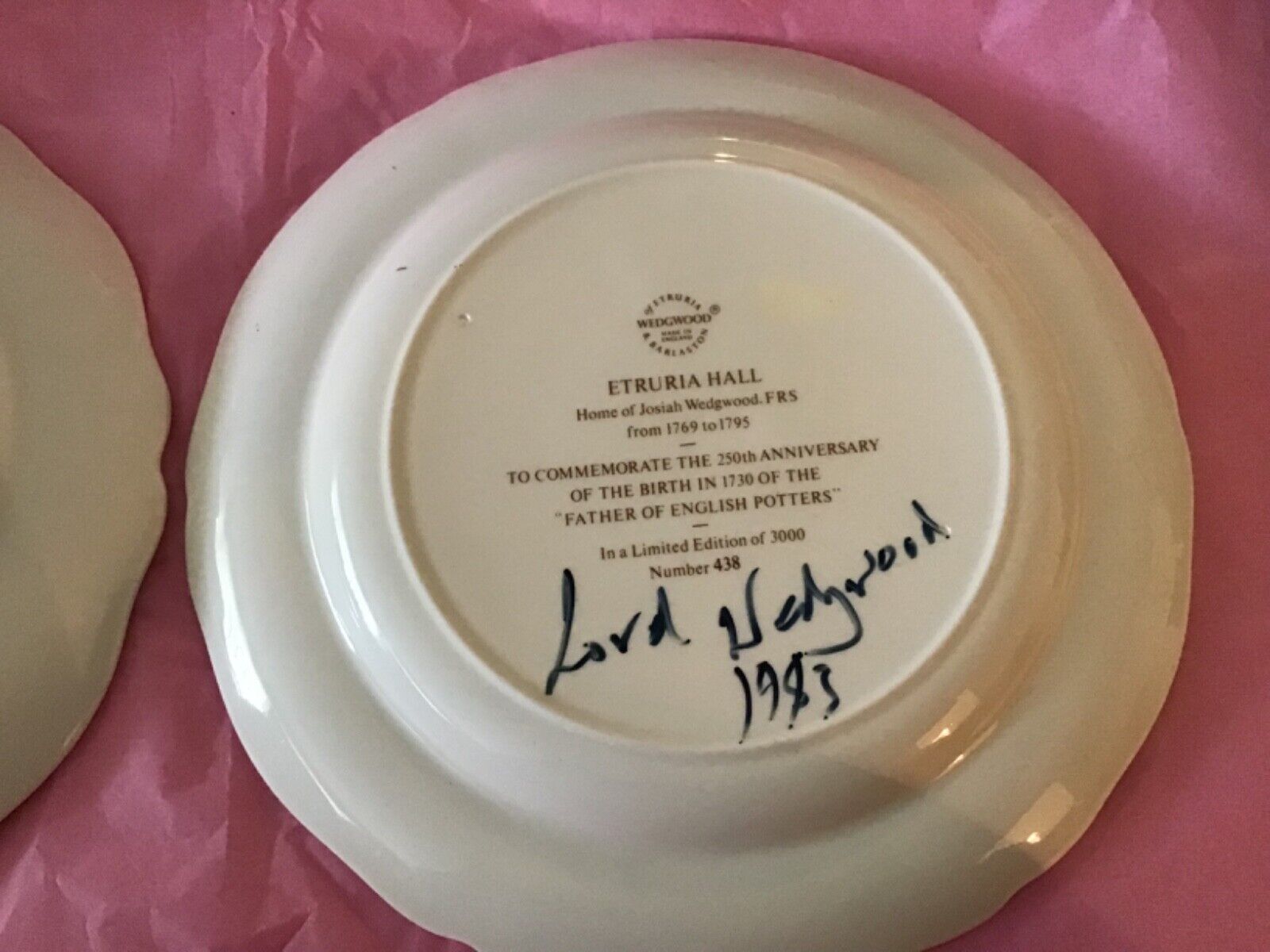 Vintage JOSIAH Wedgwood Signed 250th Anniversary 2 Plate Set/ltd Edition Wedgwood - фотография #7