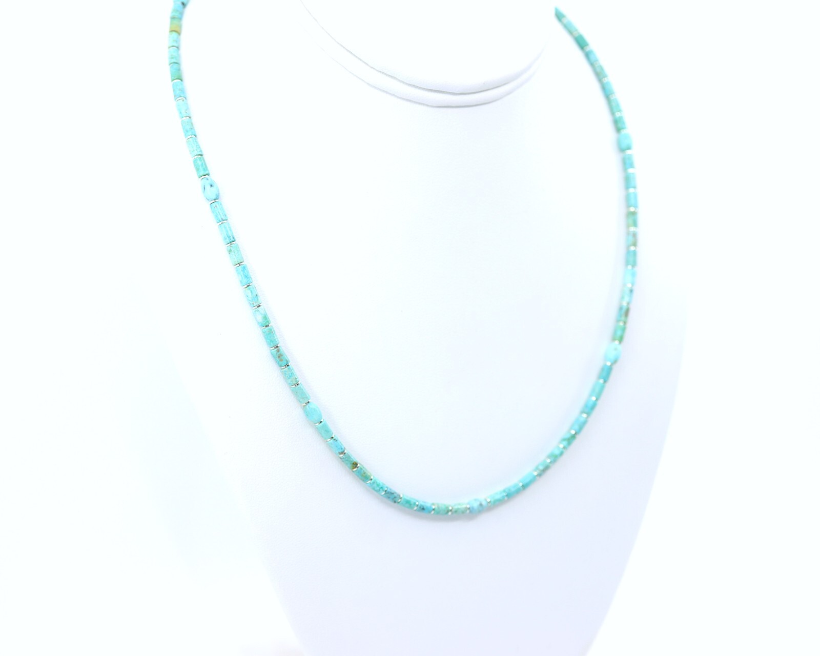 Dainty 3mm Arizona Turquoise Heishi Necklace Melon Bead Gemstone Fashion Choker JenHerrmannJewelry - фотография #3