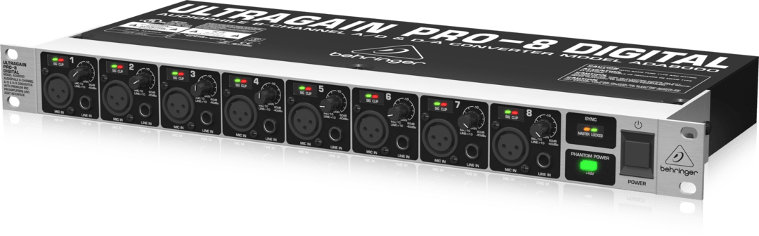 Behringer ADA8000 Ultragain Pro-8 Digital Mic Preamp A/D & D/A Converter Behringer BEHRINGER ADA8000 Ultragain Pro-8