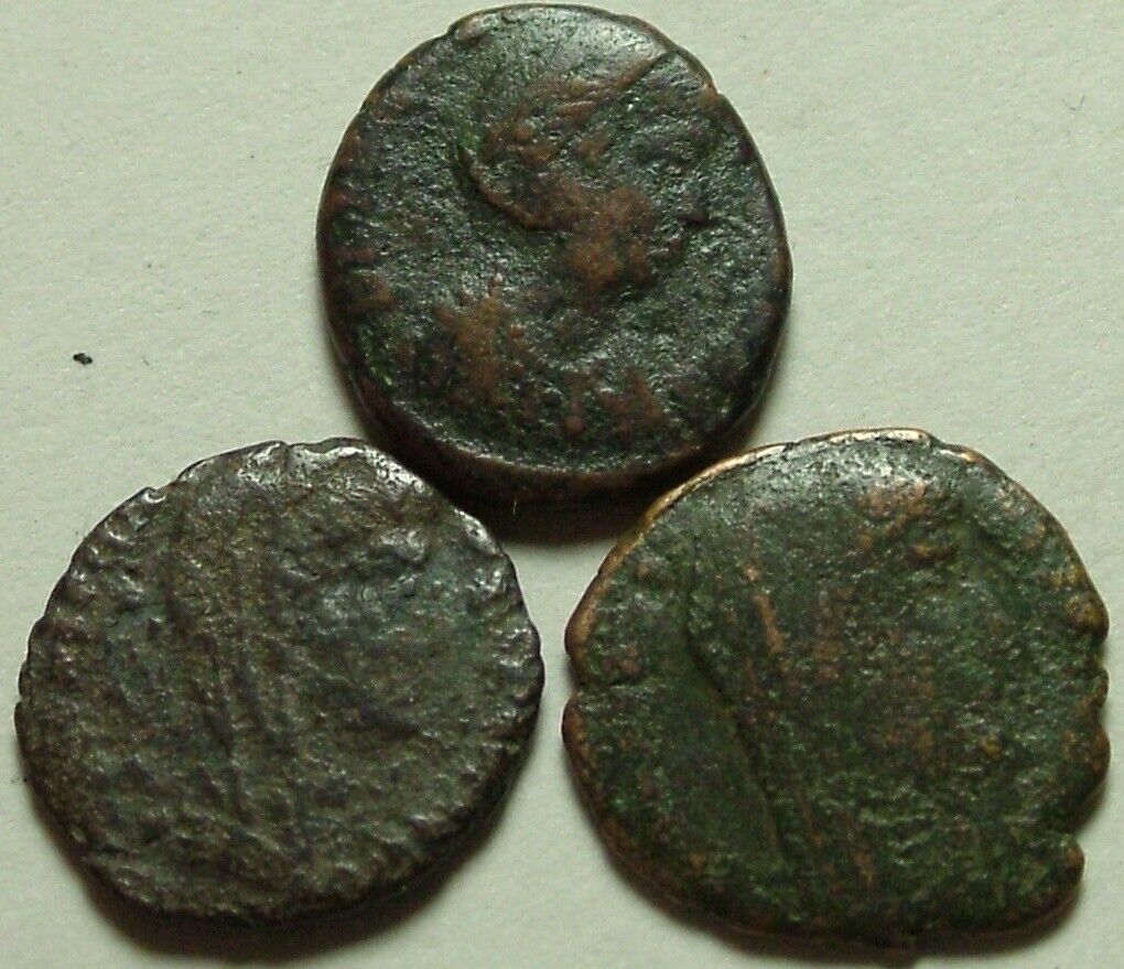 Lot 3 Ancient Roman coins Postumus issues Helena Pax Veiled Constantine quadriga Без бренда - фотография #4
