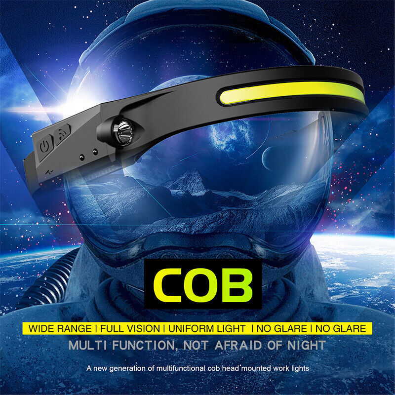 2PACK Headlamp COB LED Rechargeable Headlight Torch Work Light Bar Head Band USB Unbranded Does not apply - фотография #3
