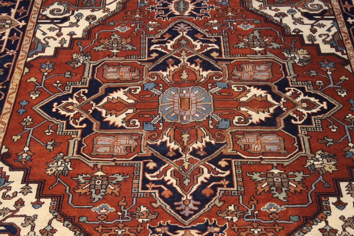12X9_HAND-MADE_ Traditional Medallion KAZAK Design Rust Rug #5337 ***WOOL-RUG*** Pamir _PERSIAN_RUG_ - фотография #2