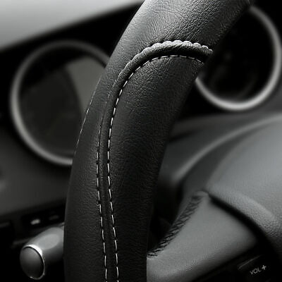 15" Car Steering Wheel Cover Black PU Auto Car Sedan Cool Universal Fit Size M AOTOMIO - фотография #2