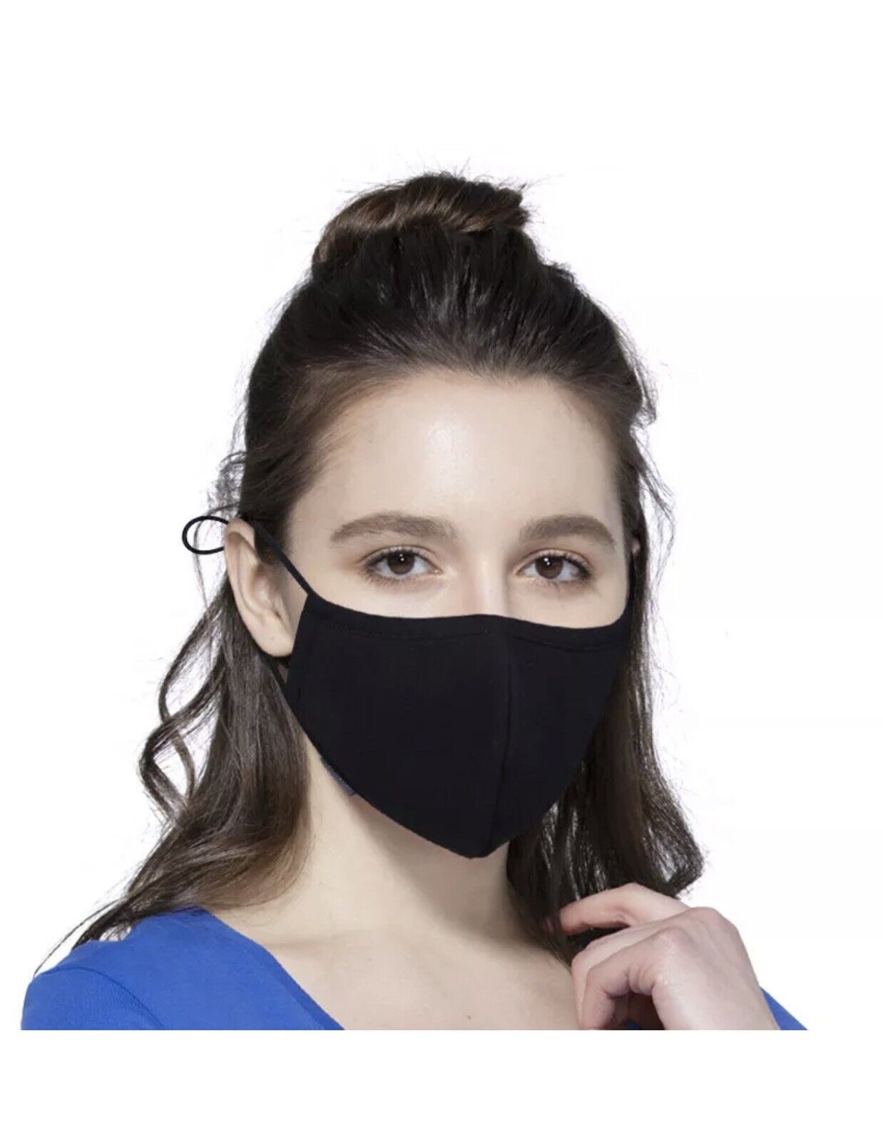 6 Face Masks Black Cotton Adult Mask Adjustable Elastic Loops Washable Reusable Unbranded - фотография #7