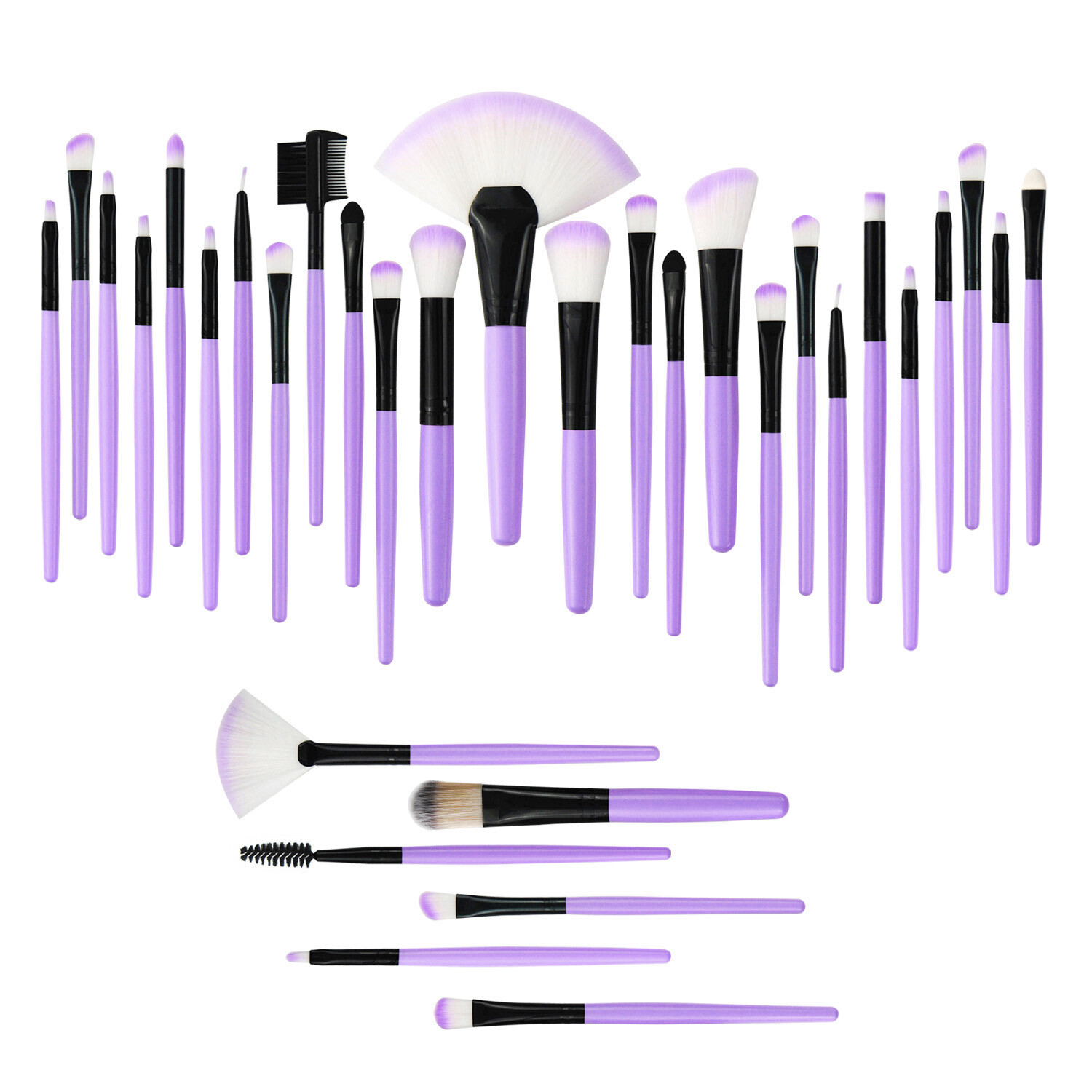 32pcs Professional Soft Cosmetic Eyebrow Shadow Makeup Brush Tool Set Kit Bag US YUWAKU Does not apply - фотография #11