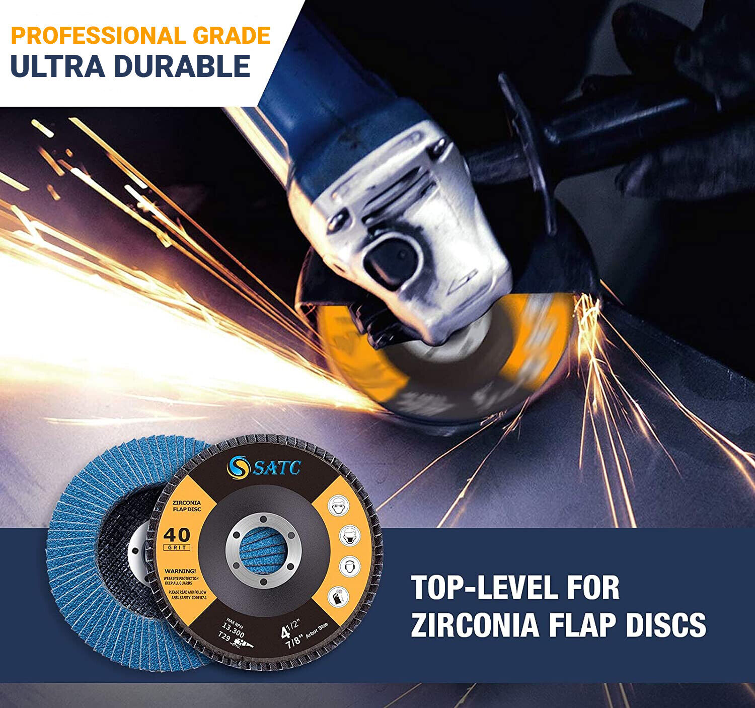 40PCS 4.5 x7/8" Zirconia Flap Disc 4-1/2 60 Grit Grinder Sanding Grinding Wheel Satc Does Not Apply - фотография #2