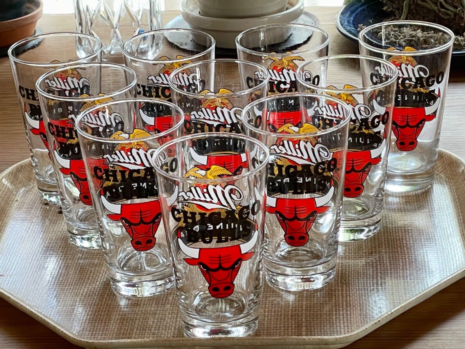 Lot 10 Chicago Bulls Miller Genuine Draft MGD Beer Pint Glasses Rare 90’s Set MGD