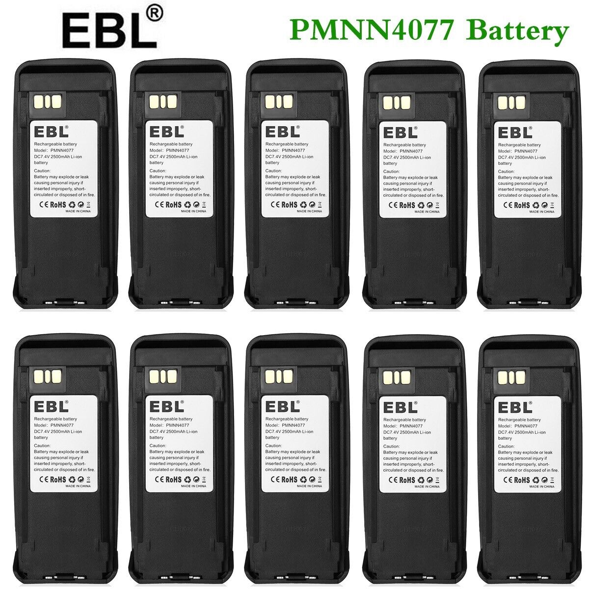 10pc PMNN4077 Li-ion Radio Battery For Motorola XPR6550 XPR6500 XPR6300 XPR6350 EBL