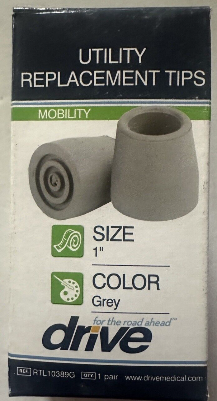 Drive Medical Mobility Utility Walker Replacement Tips 1''grey fits canes Lot Drive Medical - фотография #5