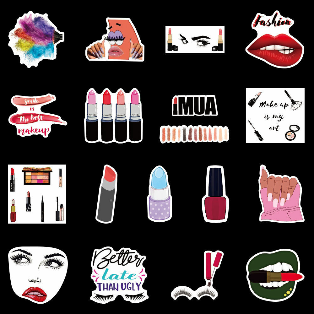 100pcs Makeup Cosmetics Stickers Cute Aesthetic Hydro Flask Laptop Girls Girlie Hyperealm - фотография #2