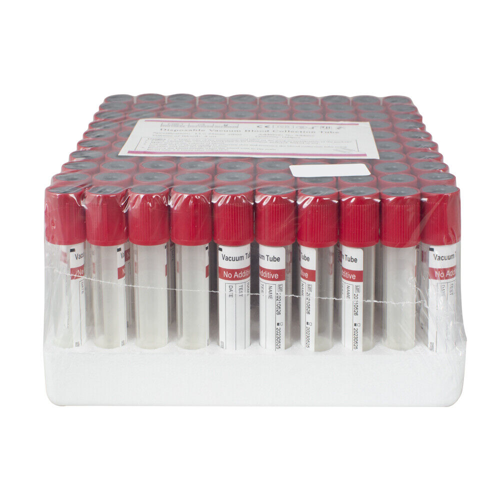 Glass Vacuum Blood Collection Tubes No Additive Tubes Red Cap 12 x 75mm 5mL CE Unbranded Does Not Apply - фотография #3