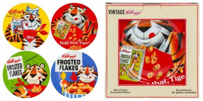 Kellogg's Tony the Tiger Frosted Flakes Porcelain Vintage Plate Set of 4 - NEW Kellogg's None