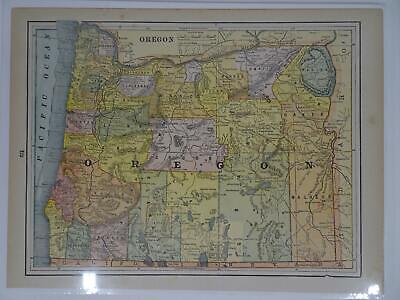 Lot 2 Antique Maps Oregon Gaskell's Atlas of the World 1893 ca 1900 Color Без бренда - фотография #7