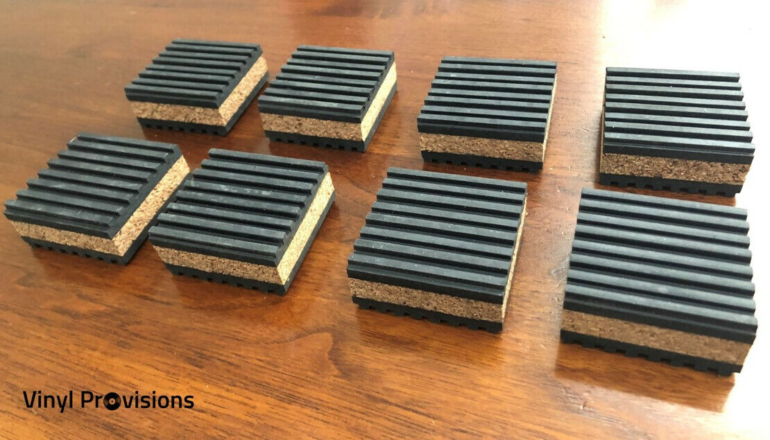 8-Pack Anti Vibration Pads 2" x 2" x 7/8" Cork Audio & Turntable Isolation Feet Vinyl Provisions