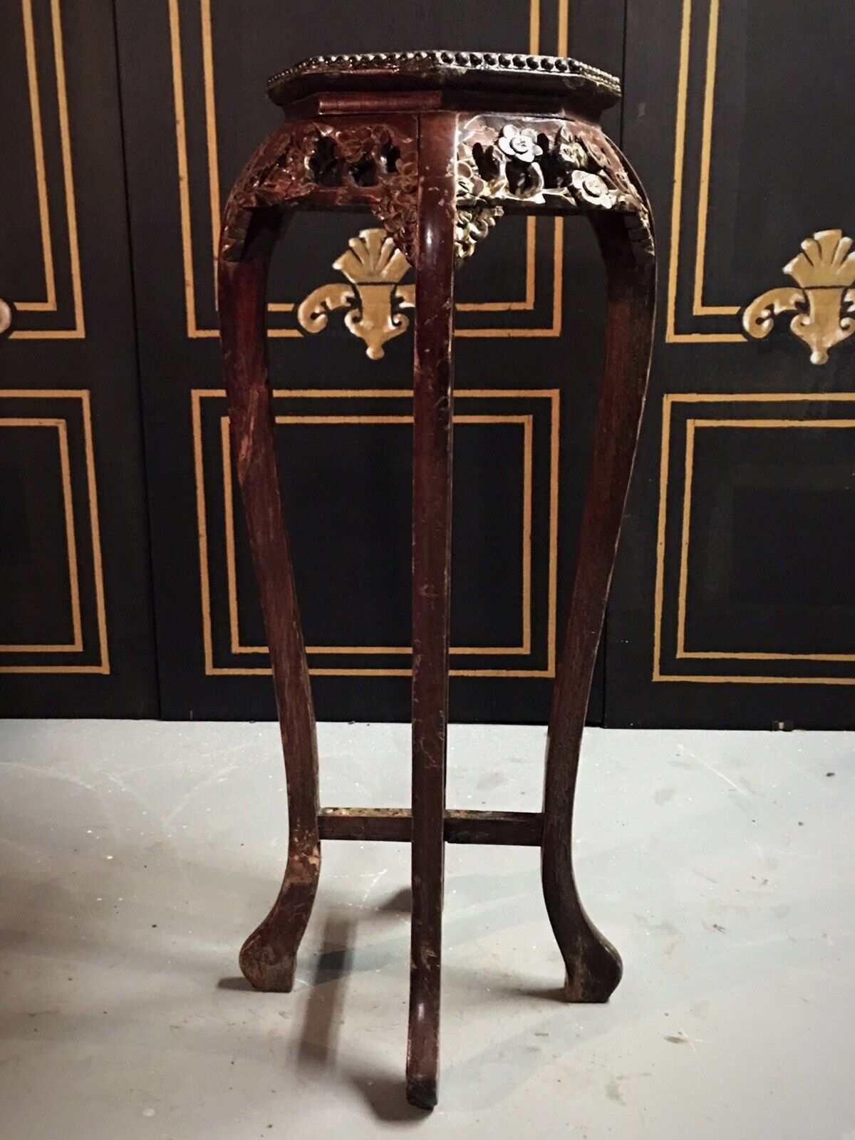 Chinese Antique Carved Rosewood Pedestal Table Без бренда