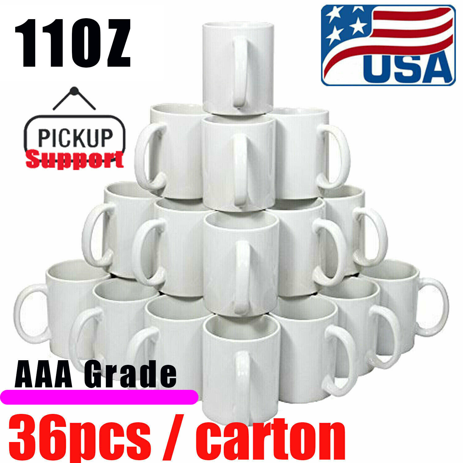 US 36pcs Blank Mugs AAA Grade 11OZ Sublimation Printing ORCA Coating Mugs +Box CALCA 0163002240200 - фотография #3