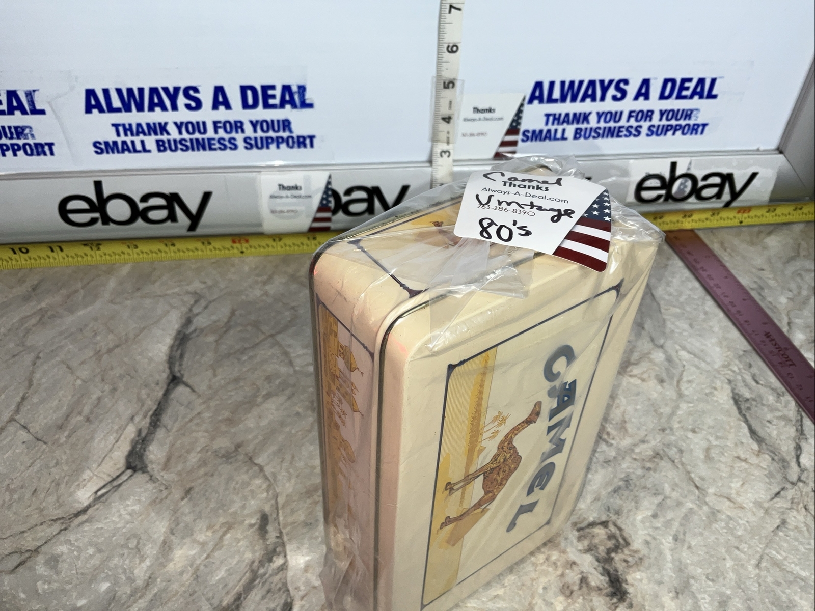 Vintage Camel 80’s Tin SMOKIN' JOE'S Rectangle Metal Tin CAMEL 50 Matches Beige Smokin' Joe's Racing - фотография #9