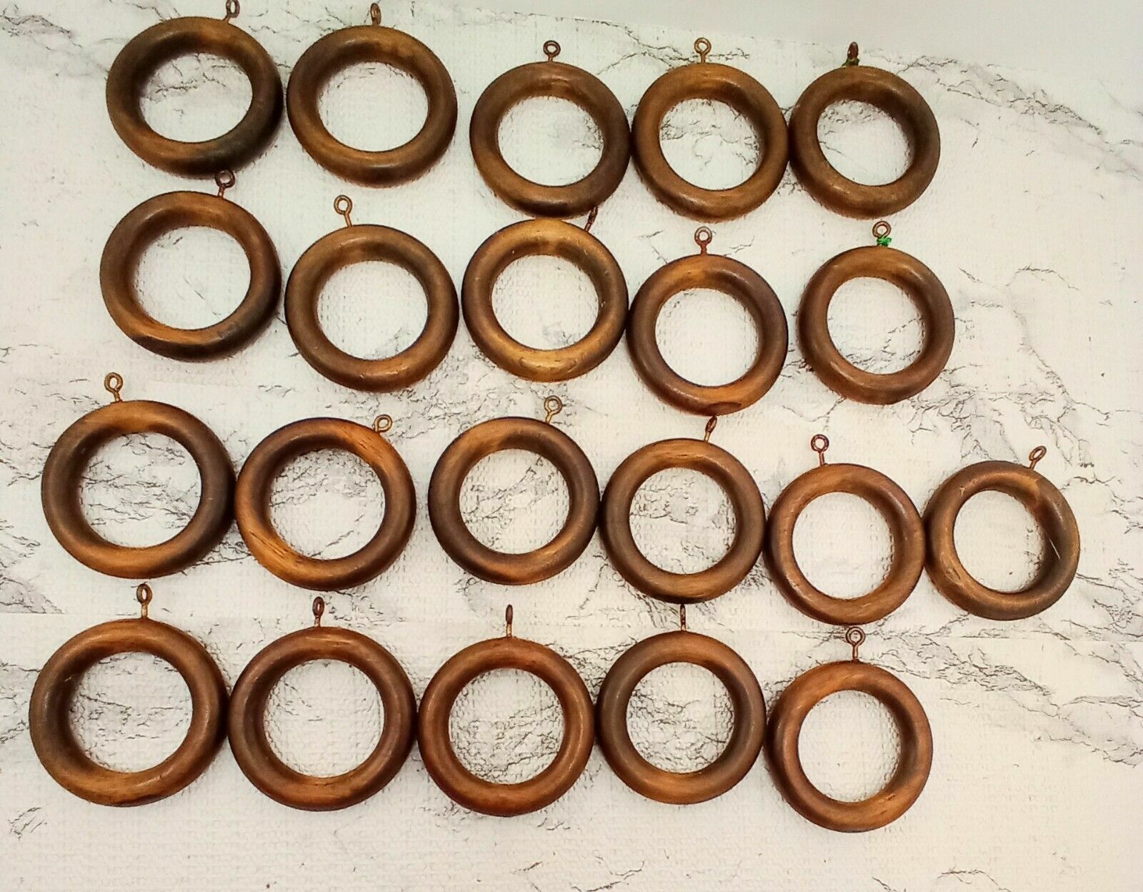 Wooden A colllection Victorian wooden curtain rings,gesso and brow 16 pcs. The Finial Company