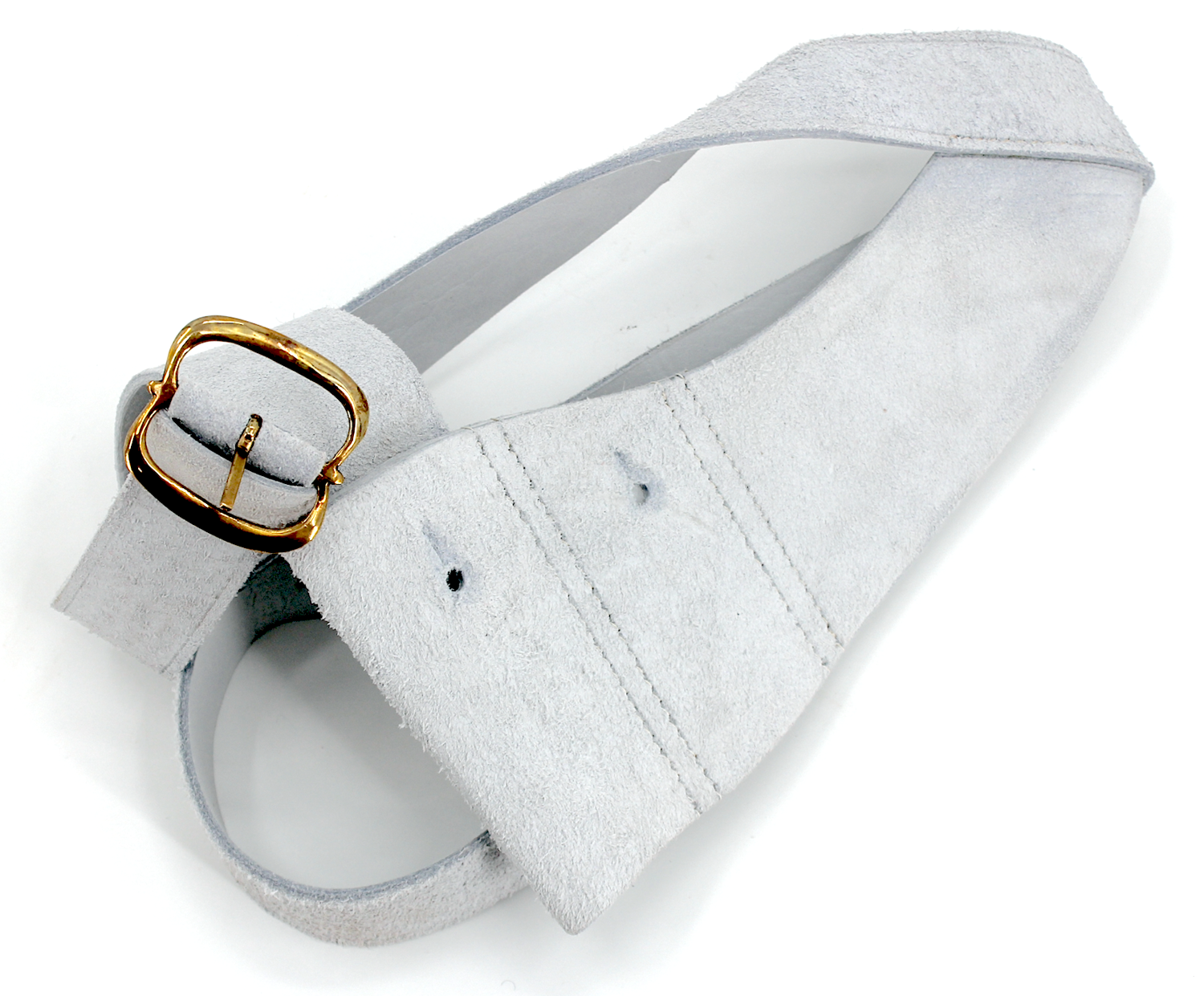 White Buff Leather Double Frog Waist Belt - French & Indian War French Marine Без бренда