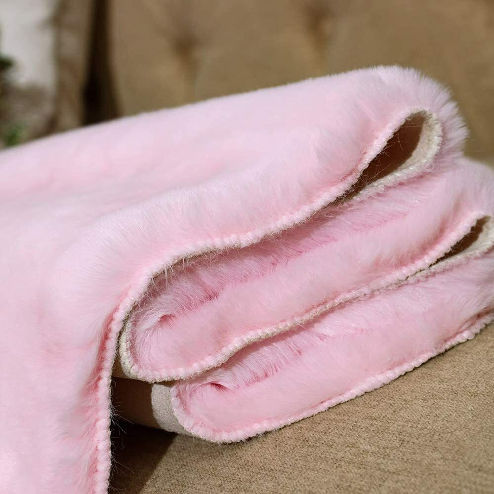 Lot of 2pcs  Soft Faux Rabbit Fur Chair Couch Cover Area Rug Pink 2ft x 3ft Unbranded - фотография #4