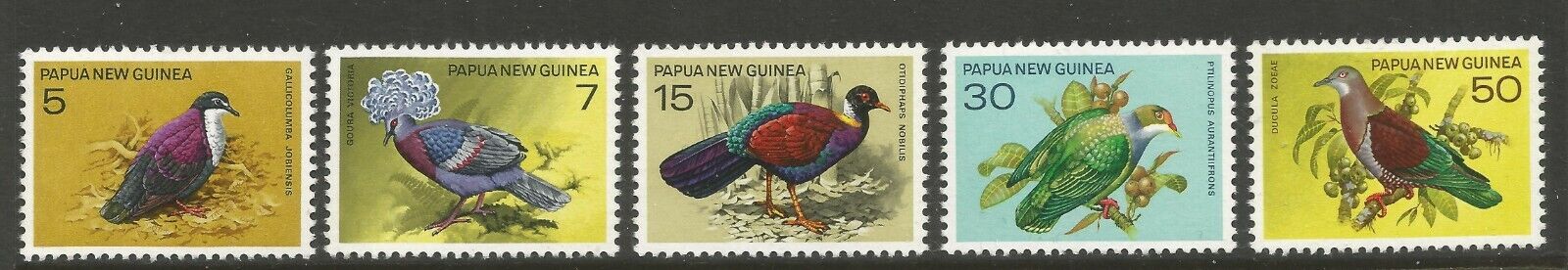PAPUA NEW GUINEA, 1977 PIGEONS (5), S.G No 337-341 MNH** Без бренда