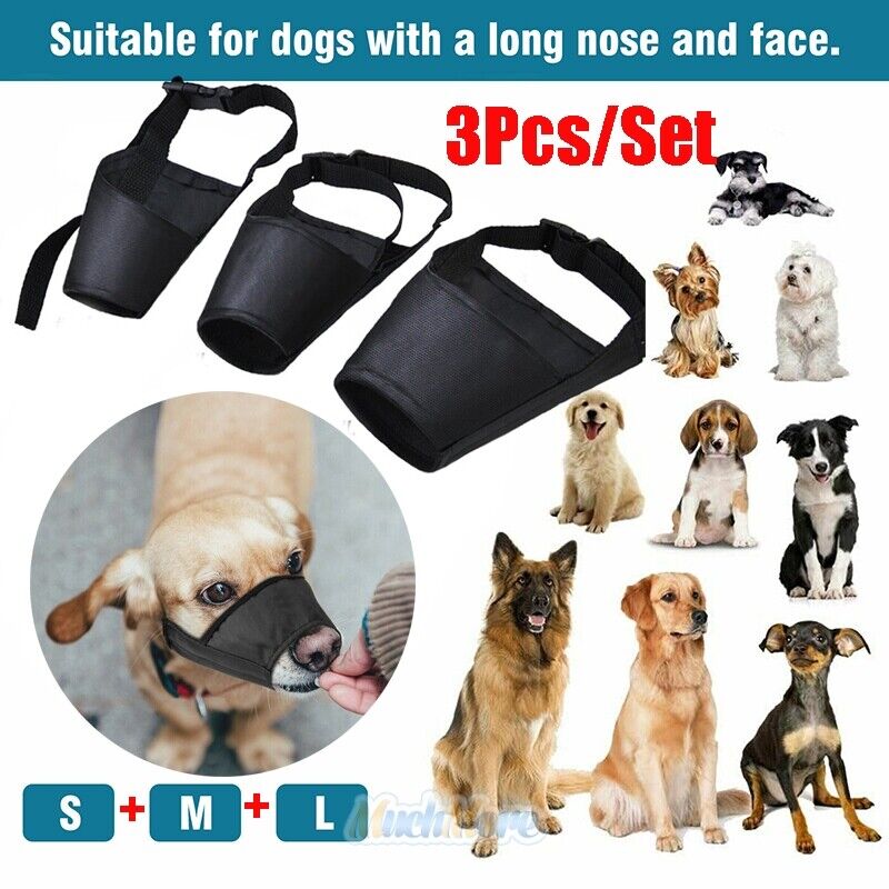 3X Pets Dog Puppy Muzzle Mesh Nylon Adjustable Bite Anti No Mask Mouth Barking  LINEBA Does Not Apply