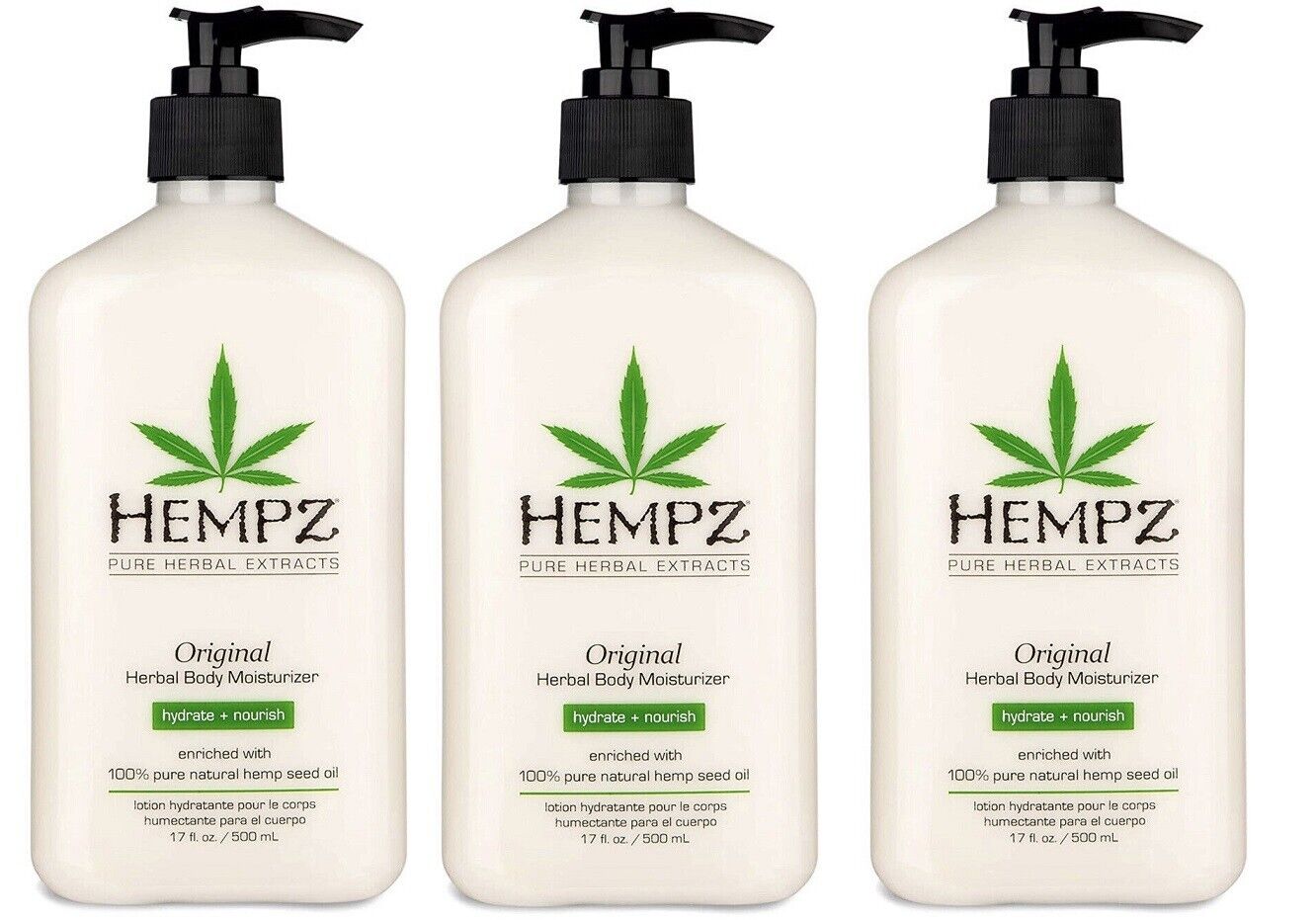 3-PACK Hempz Herbal Original Moisturizer & After Tan Lotion 17 oz Hempz HEMPZ