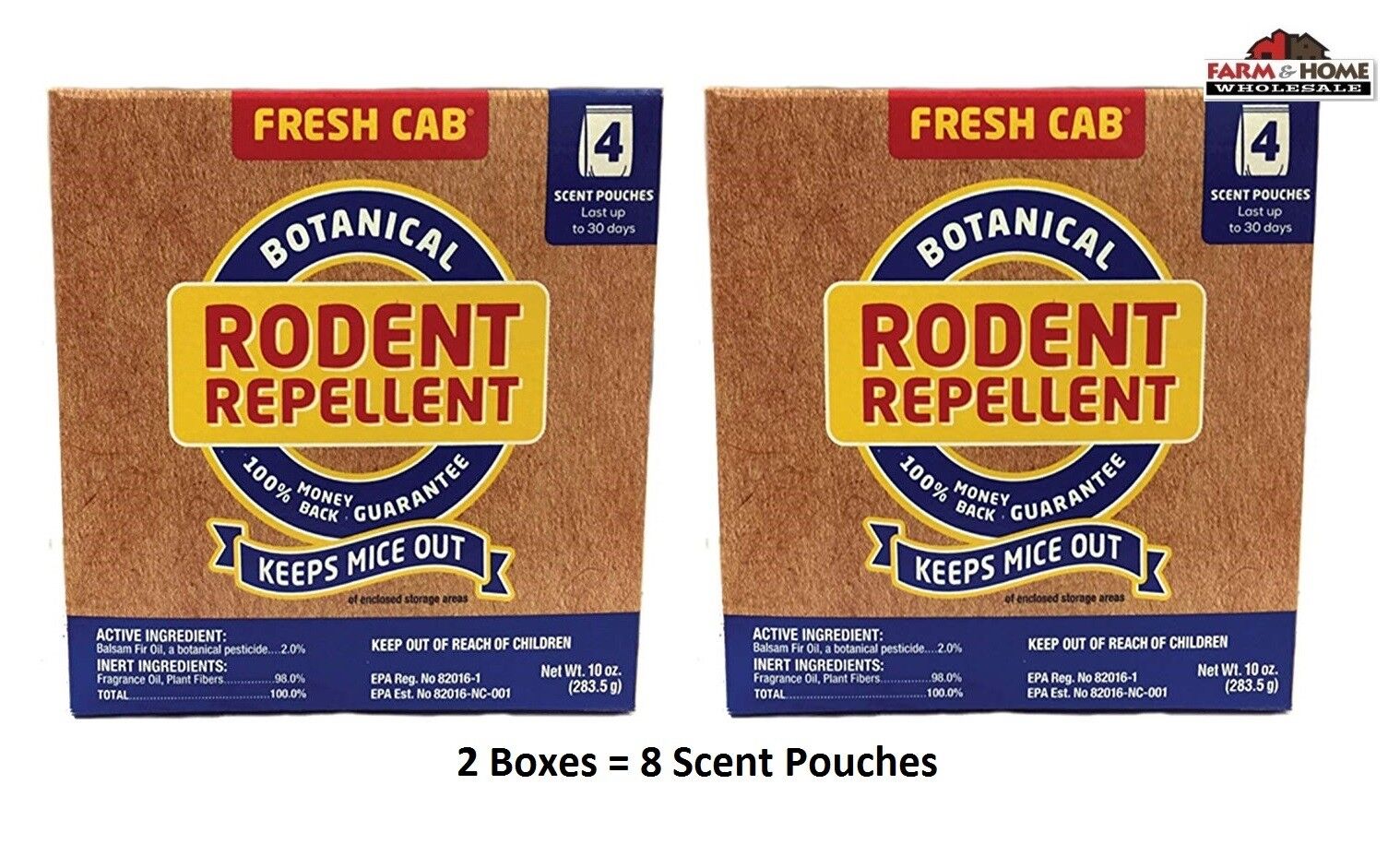 (2) Fresh Cab Botanical Rodent Repellent Pouches Mouse Mice ~ New Fresh Cab