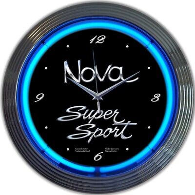 GM Chevy Nova SS Neon clock Chevrolet Super Sport sign wall lamp garage Service Без бренда