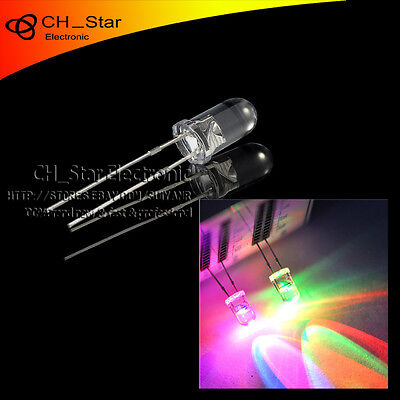 100pcs Water Clear Slow Flash 5mm RGB 2 pin Automatically flashing LED Diodes ELE Does Not Apply