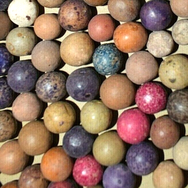 1800s Civil War era Colored Dye's Clay Marbles Lot of 12 Size .500" = 1/2" + . Commies - фотография #2